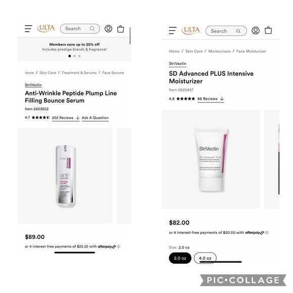 New Strivectin Bundle Plump Peptide (0.5Oz) SD Advanced Plus (1.6Oz) Anti Aging